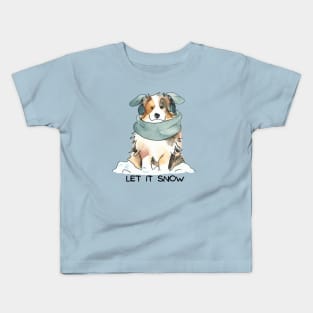 LET IT SNOW - Australian Shepherd Kids T-Shirt